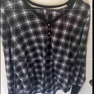 Black and white plaid pajama top